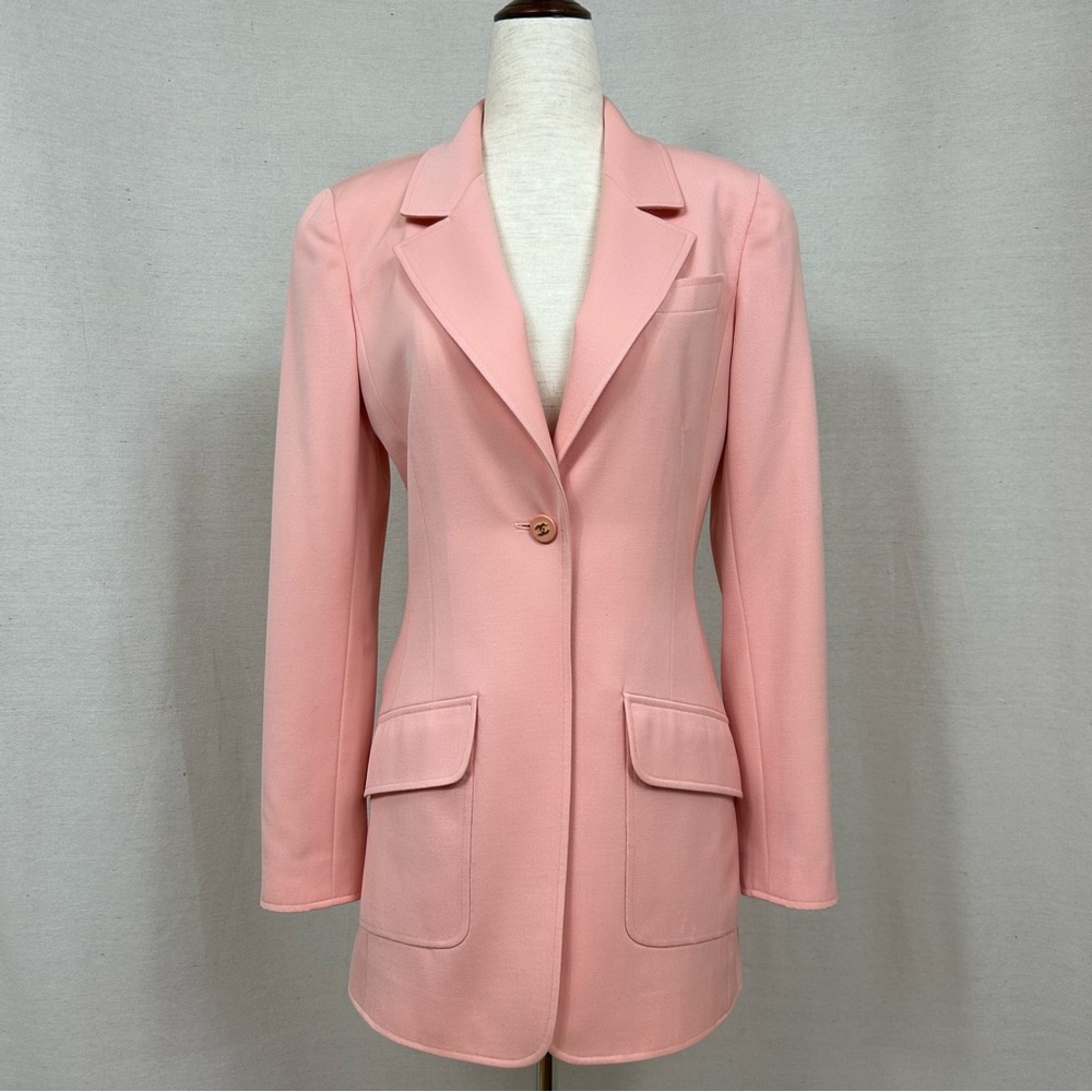 CHANEL Vintage Pink Women's 100% Wool Blazer Size 38
